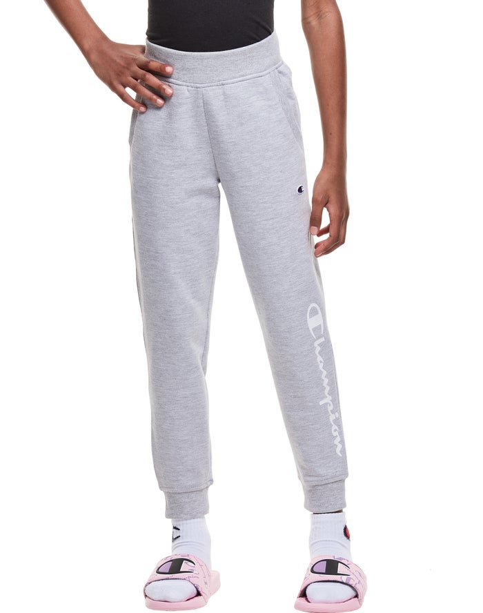 Champion Girls Joggers NZ - French Terry Script Logo Grey ( 1489-UXNEO )